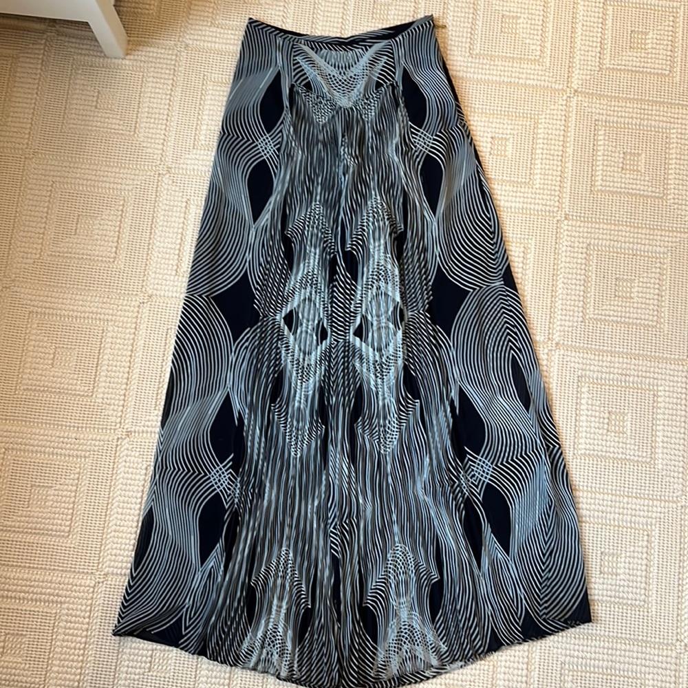 Navy and white palazzo pants from Anthropologie